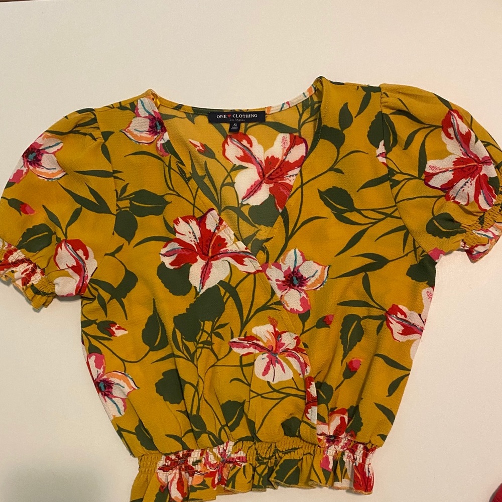 Mustard Yellow and Floral Blouse